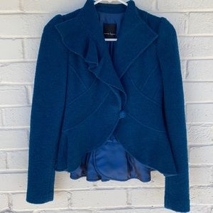Nanette Lepore If You Leave Teal Wool Blend Jacket 2